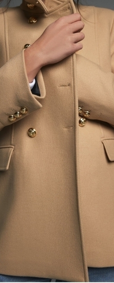 ZARA gold button wool blend coat Sz-XL - Picture 4 of 12